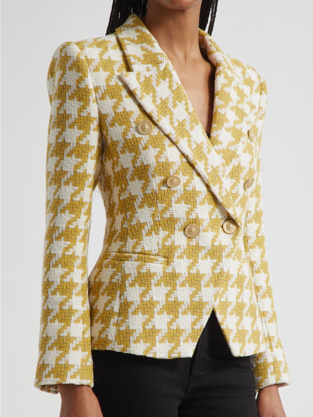 🌟 NWT ⭐️ L’AGENCE Marie Tweed Double Breasted Blazer Houndstooth  [SIZE 10] - Picture 10 of 11